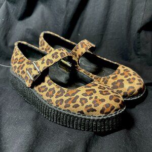 T.U.K. Mary Janes Leopard Print US 9 UK 7 TUK Rockabilly Goth